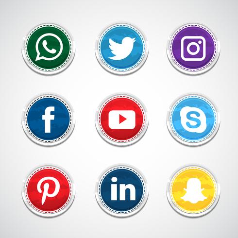 Colección circular de redes sociales vector