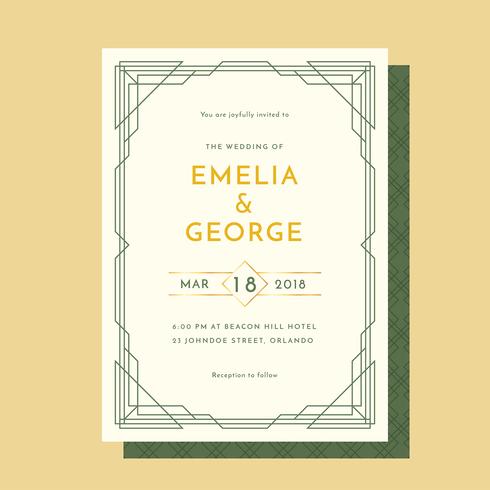 Art Decco Wedding Invitation Vector