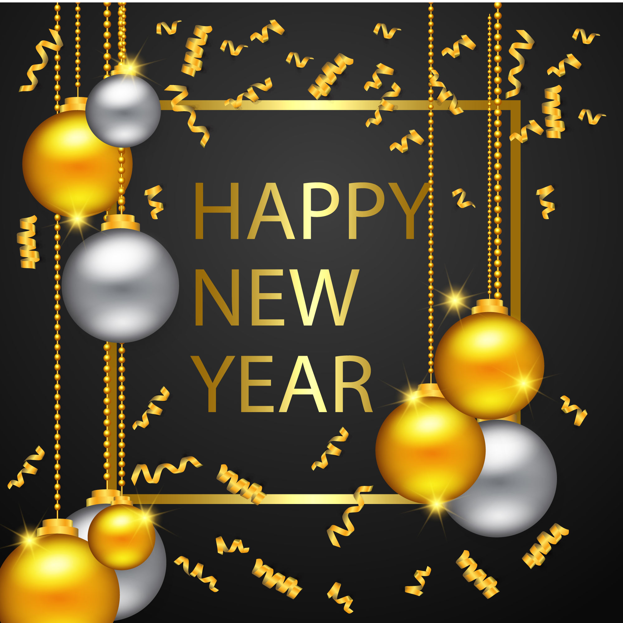 Happy New Year Gold And Black Colors - Download Free ...