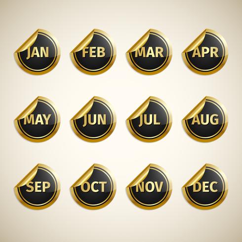 Months On Golden And Black vector