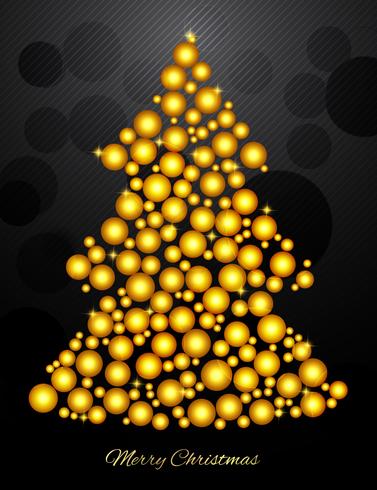 Christmas Tree With Small Gold Balls vector