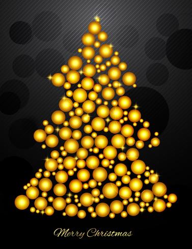 Árbol de Navidad con pequeñas bolas de oro vector