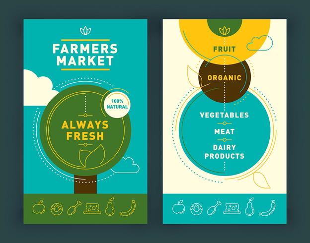 Farmers market flyer vector