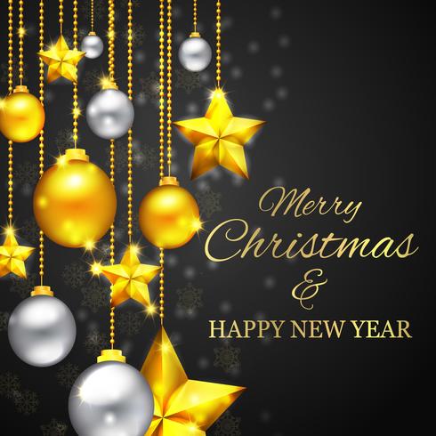 Golden Christmas Greeting Card vector