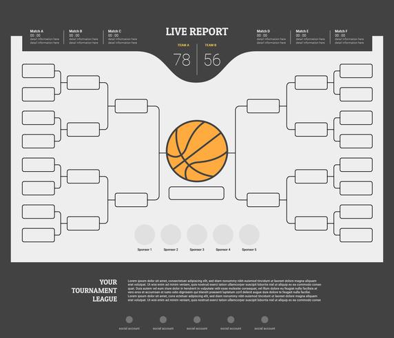 torneo de baloncesto live report online bracket vector