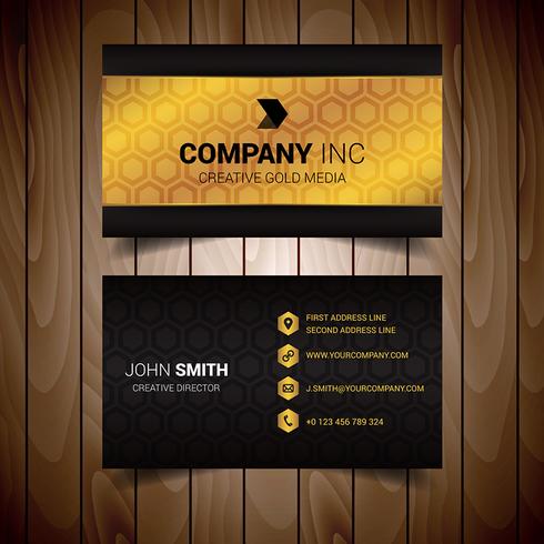 Golden Hexagonal Modern Business Card vector