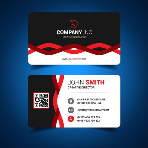 Black And Red Wavy Corporate Business Card 193277 Vector Art at Vecteezy