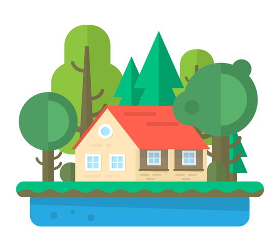 Flat House Landscape vector