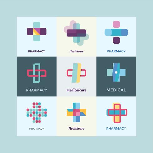 Healthcare Logo Design Elements Set vector