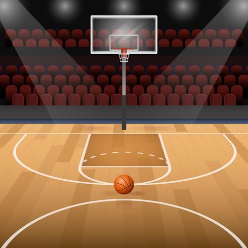 Cancha de baloncesto, con, baloncesto, vector, ilustración vector
