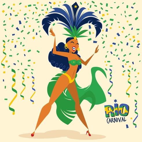 Hermosa ilustración Samba Dancer vector