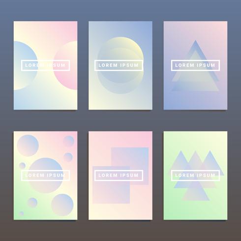 Abstract Holographic Geometric Layout Brochure Template Set vector