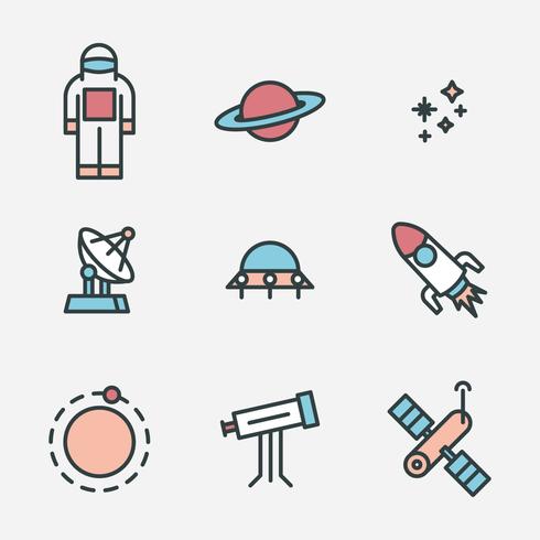 Outlined Cosmos Icons vector