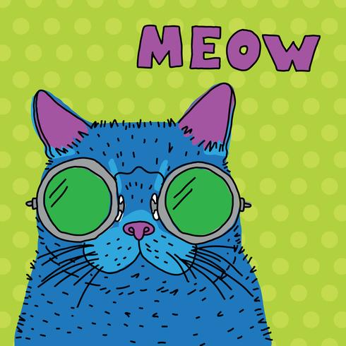 Colorful Pop Cat With Glasses vector