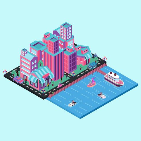LA Beach isometric vector