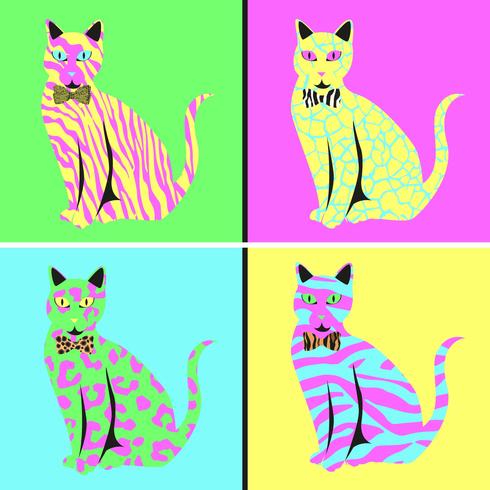 vector de ilustración de gato pop art