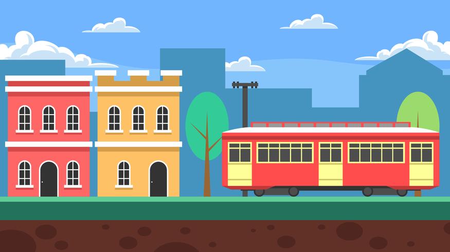 New Orleans Streetcar Landscape Background Vector