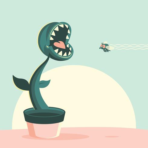 Venus Flytrap Flat Cartoon Illustration vector