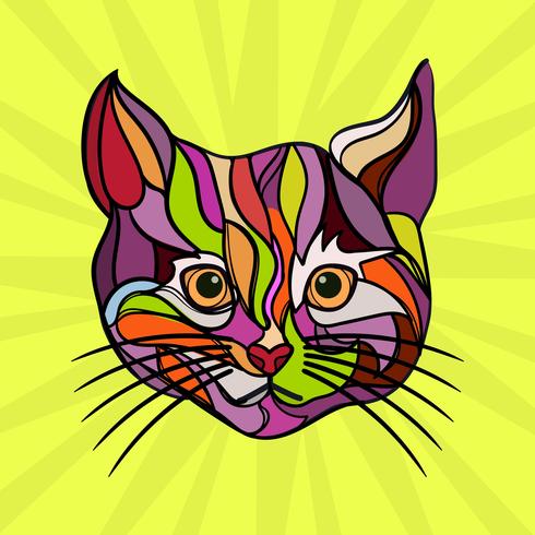 Flat Cat Pop Art Vector Illustration