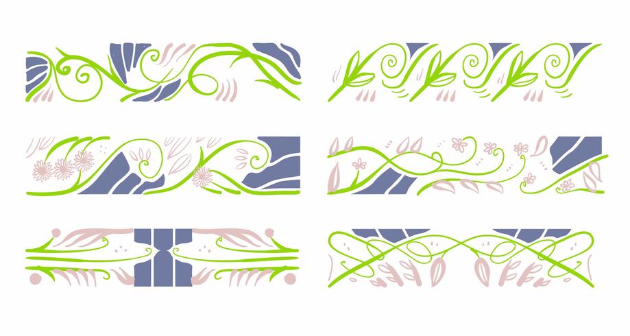 Art Nouveau Floral Pattern Elements Decoración Vector