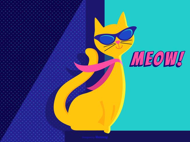 cartel de vector de arte pop gato