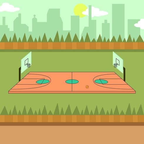 Ilustración de cancha de baloncesto vector