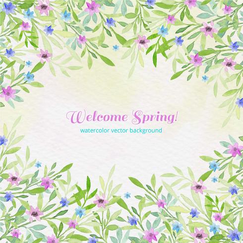 Vector Watercolor Welcome Spring Background