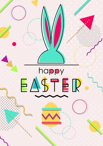 Happy Easter Memphis Background vector