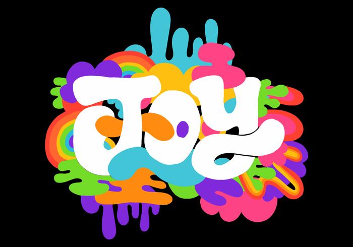 colorful retro joy lettering vector