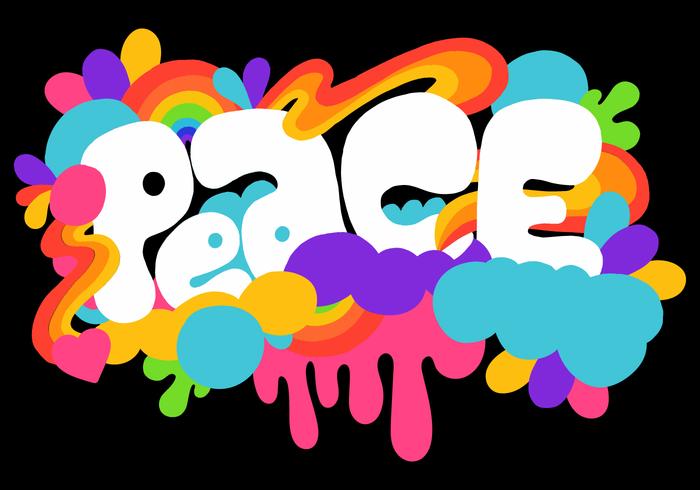 colorful peace lettering vector