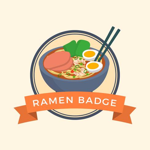 Flat Ramen Badge Vector Illustration