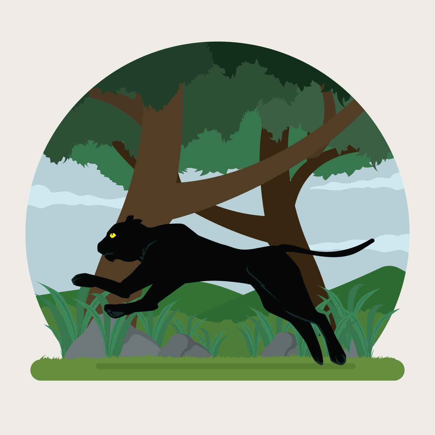 Black Panther Jumping On Forest Illustration 193906 Vector Art at Vecteezy