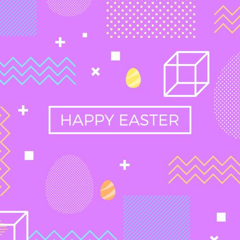 happy easter memphis Style Vector Background
