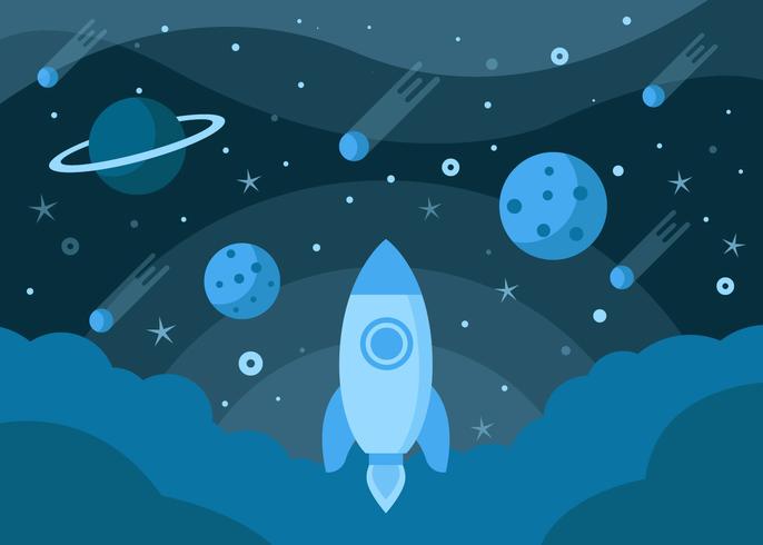 Cosmos With Rocket Background vector