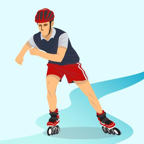 Man Playing Rollerblade Vector Illustration