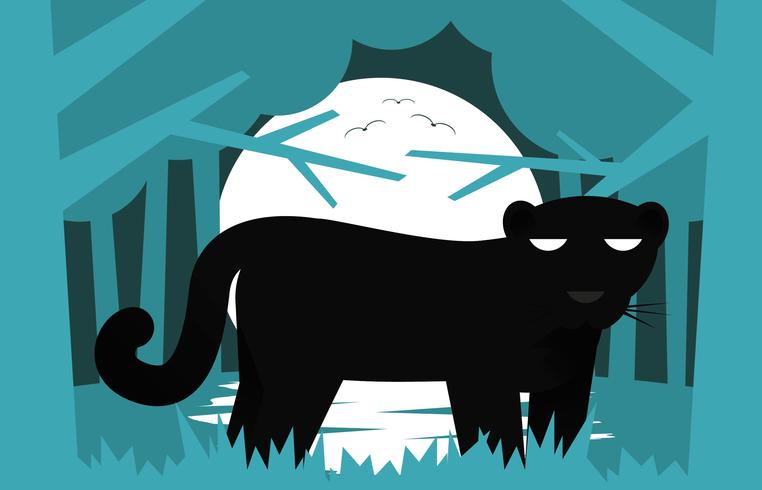 Black Panther Flat Illustration Landscape Vector