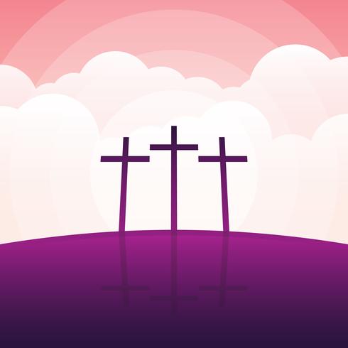 Calvary And Crosses Landscape Illustration vector