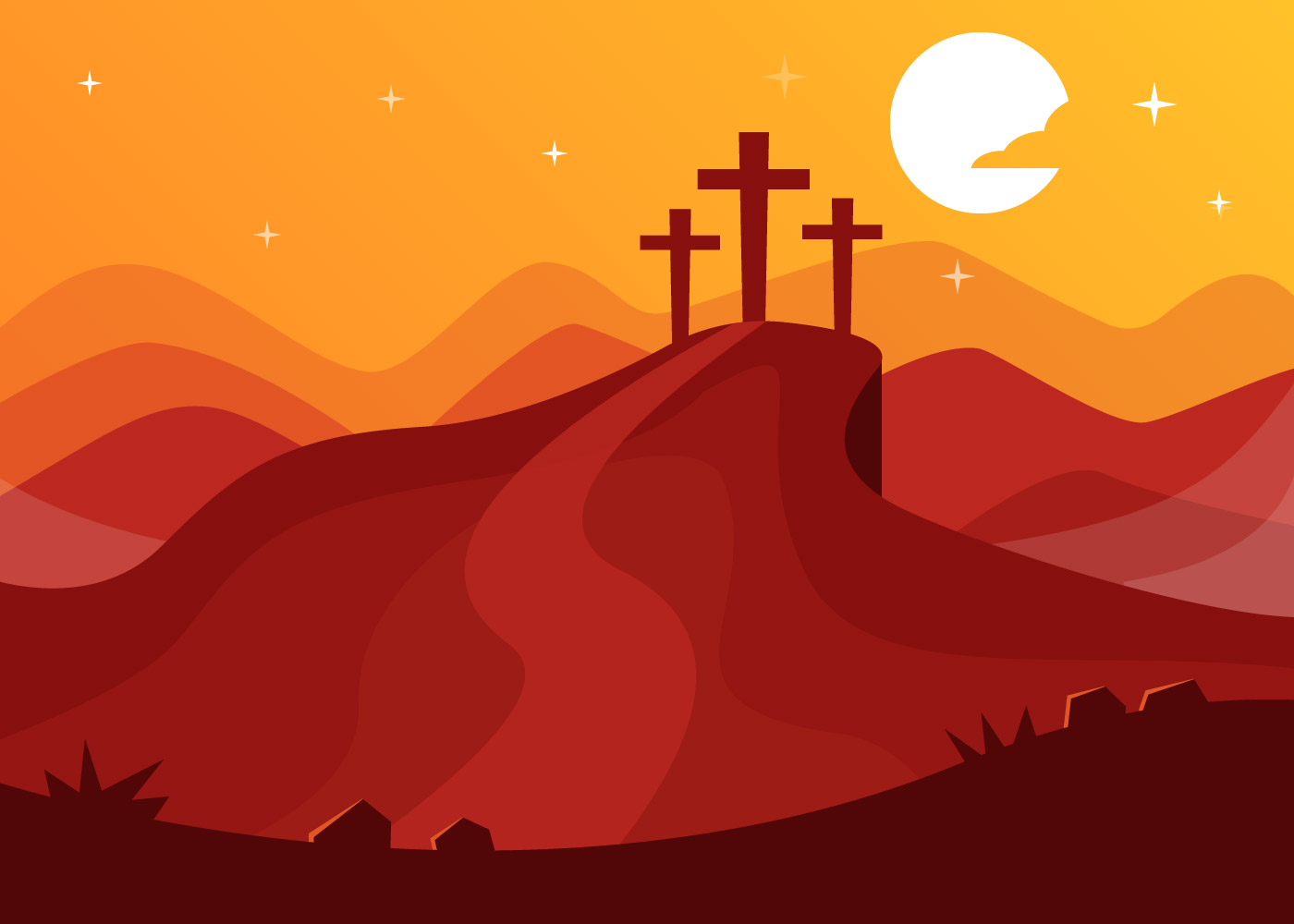 Mount Calvary With Three Cross Background 194345 Vector Art at Vecteezy