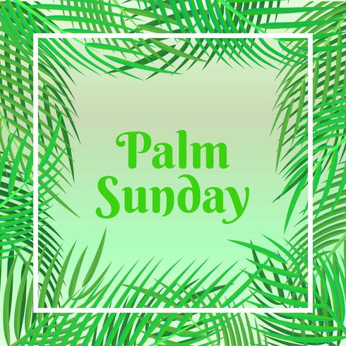 Palm Sunday Holiday Card With Palm Leaves Border Background vector