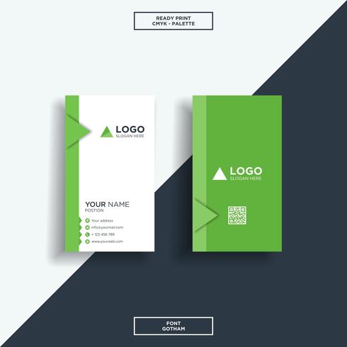 Business card vertical green and black vector