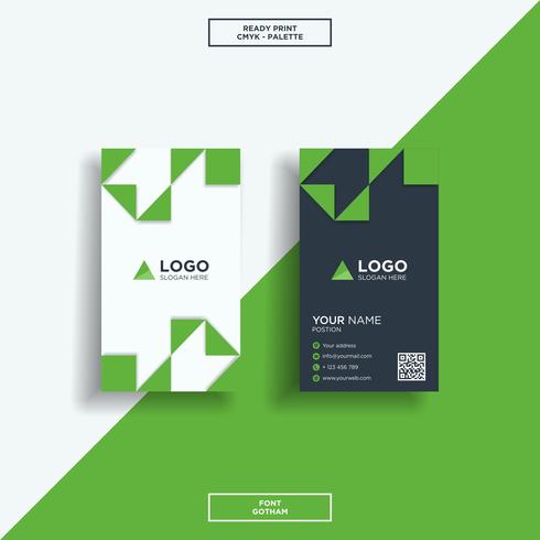 Business card vertical green shadow vector