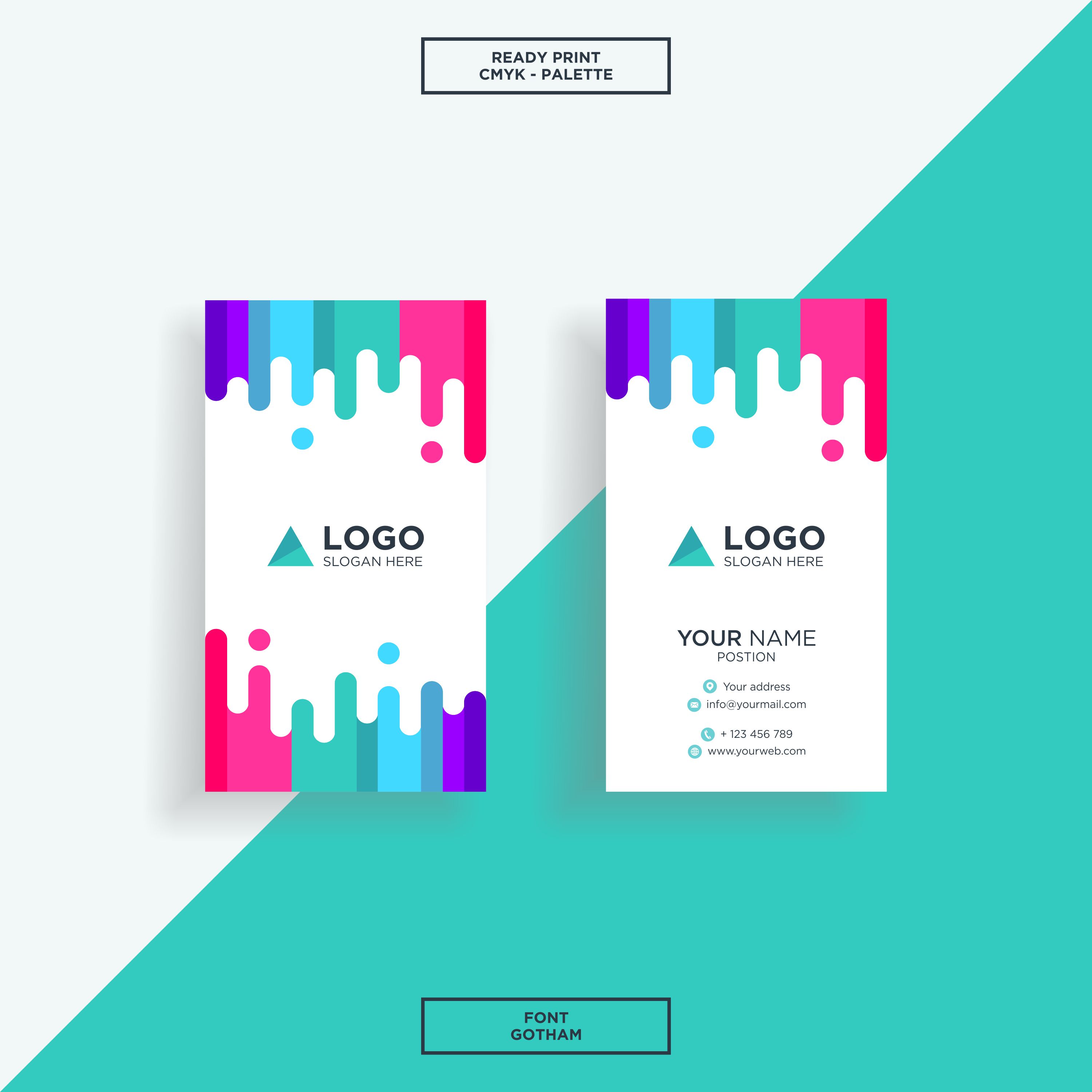 business card vertical colourfull 194413 download free
