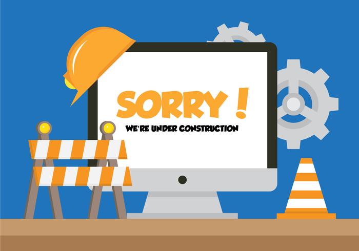 Computer With Under Construction Sign vector