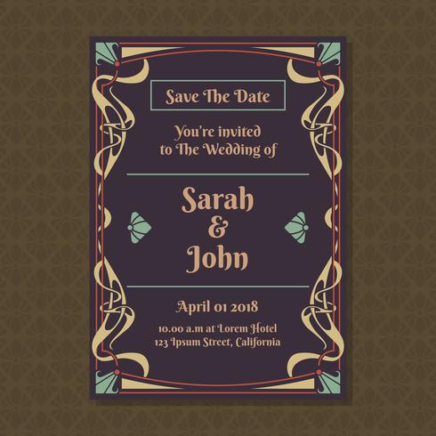 Invitation Cards With Art Nouveau Ornament Template vector