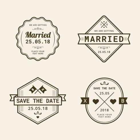 Vintage Wedding Stamp Collection vector