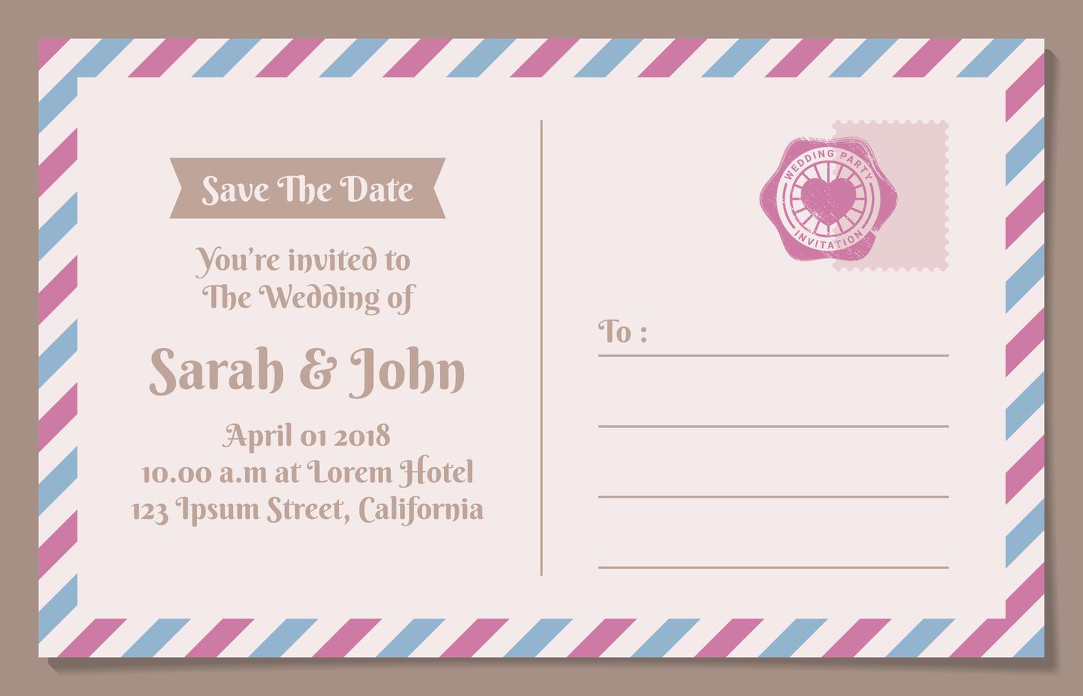 Vintage Postcard Save The Date Background For Wedding Invitation 194933