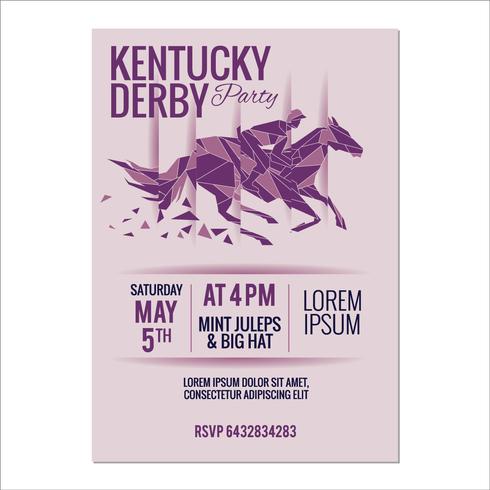 Estilo del minimalismo de la invitación del partido de derby de Kentucky con efecto del espejo y del vidrio vector