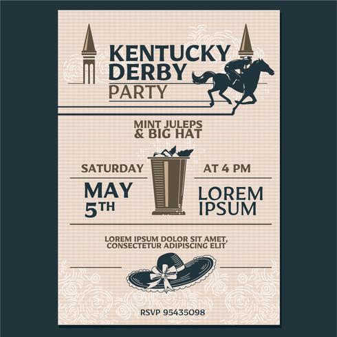 Estilo clásico de la invitación del partido del derby de Kentucky con el fondo del modelo de Geometroc vector