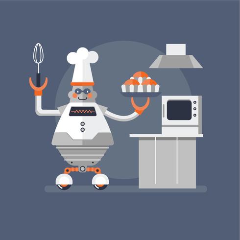 Robot gordo cocinero vector