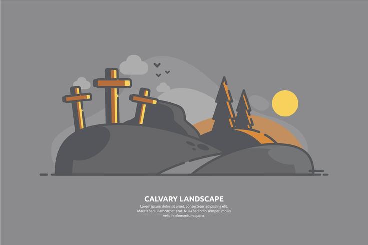 Ilustración de paisaje de Calvario vector